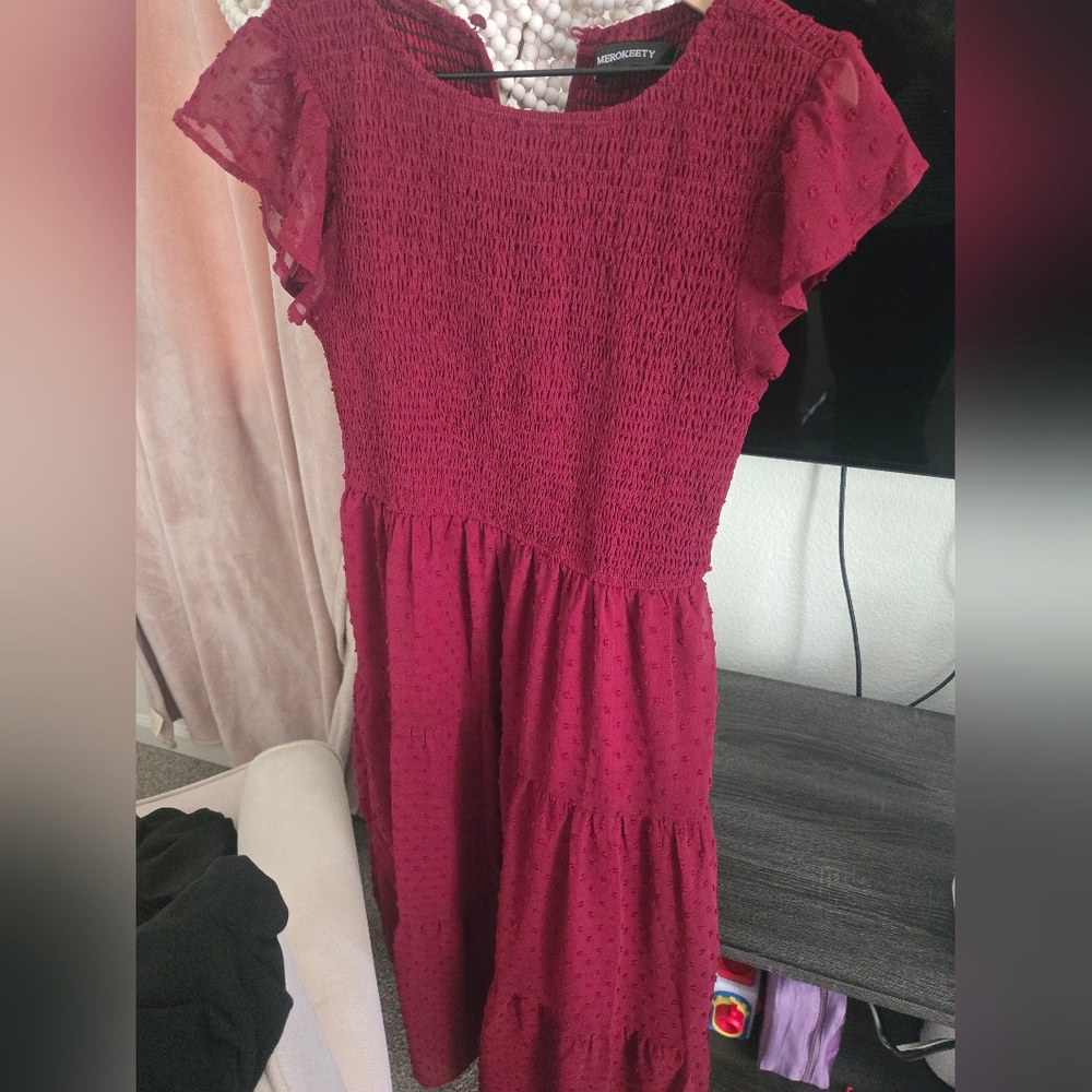 Elegant Red Textured Dress